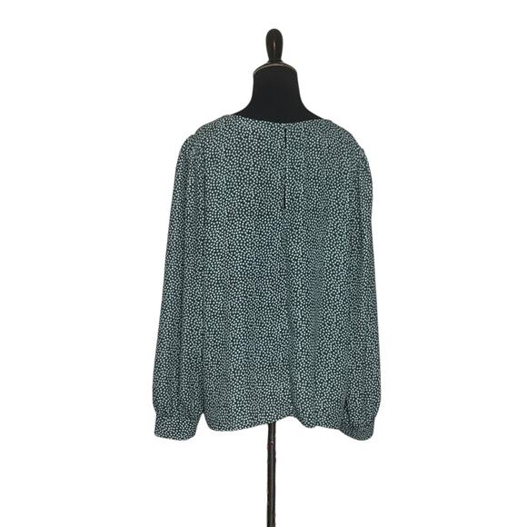 All in Favor green white print long sleeves tunic Blouse size XXL - Picture 8 of 11